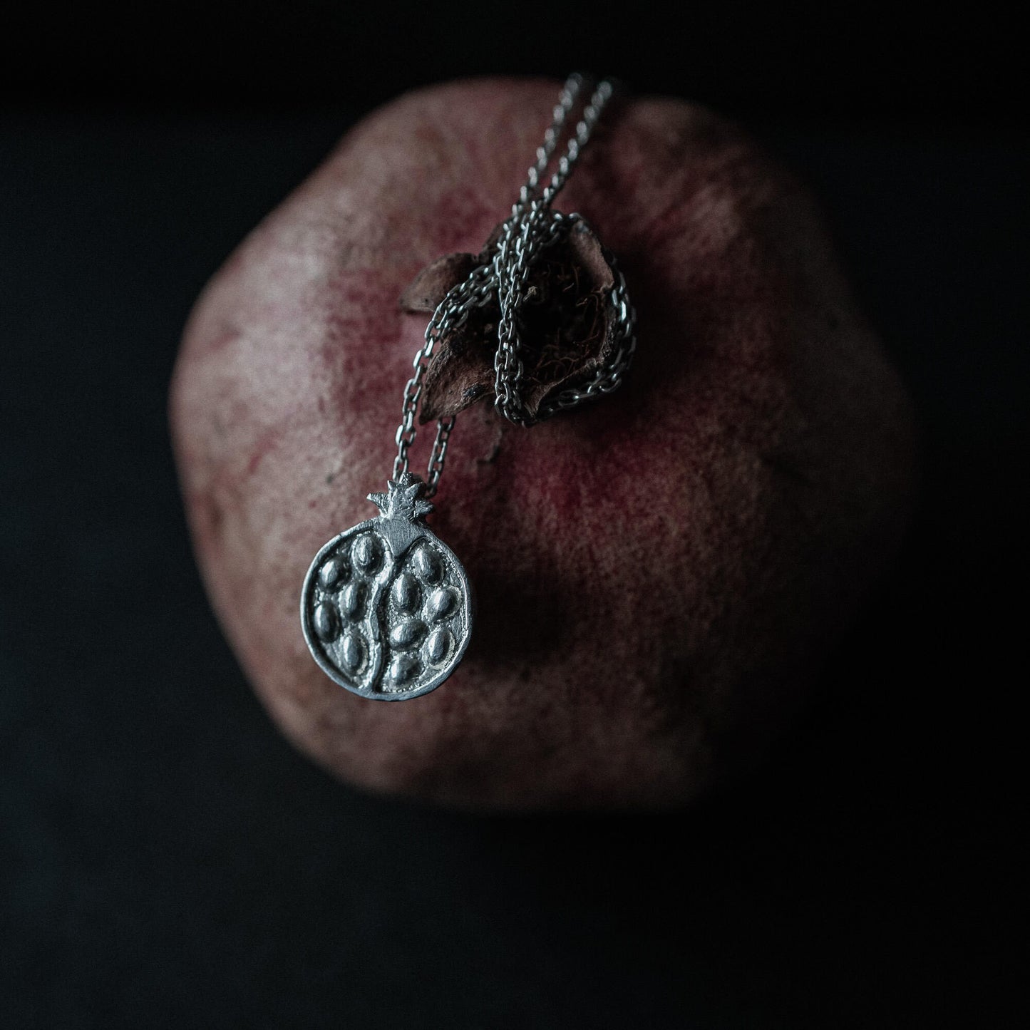 Pomegranate Pendant made from Silver inspired by Hades & Persephone Mythos