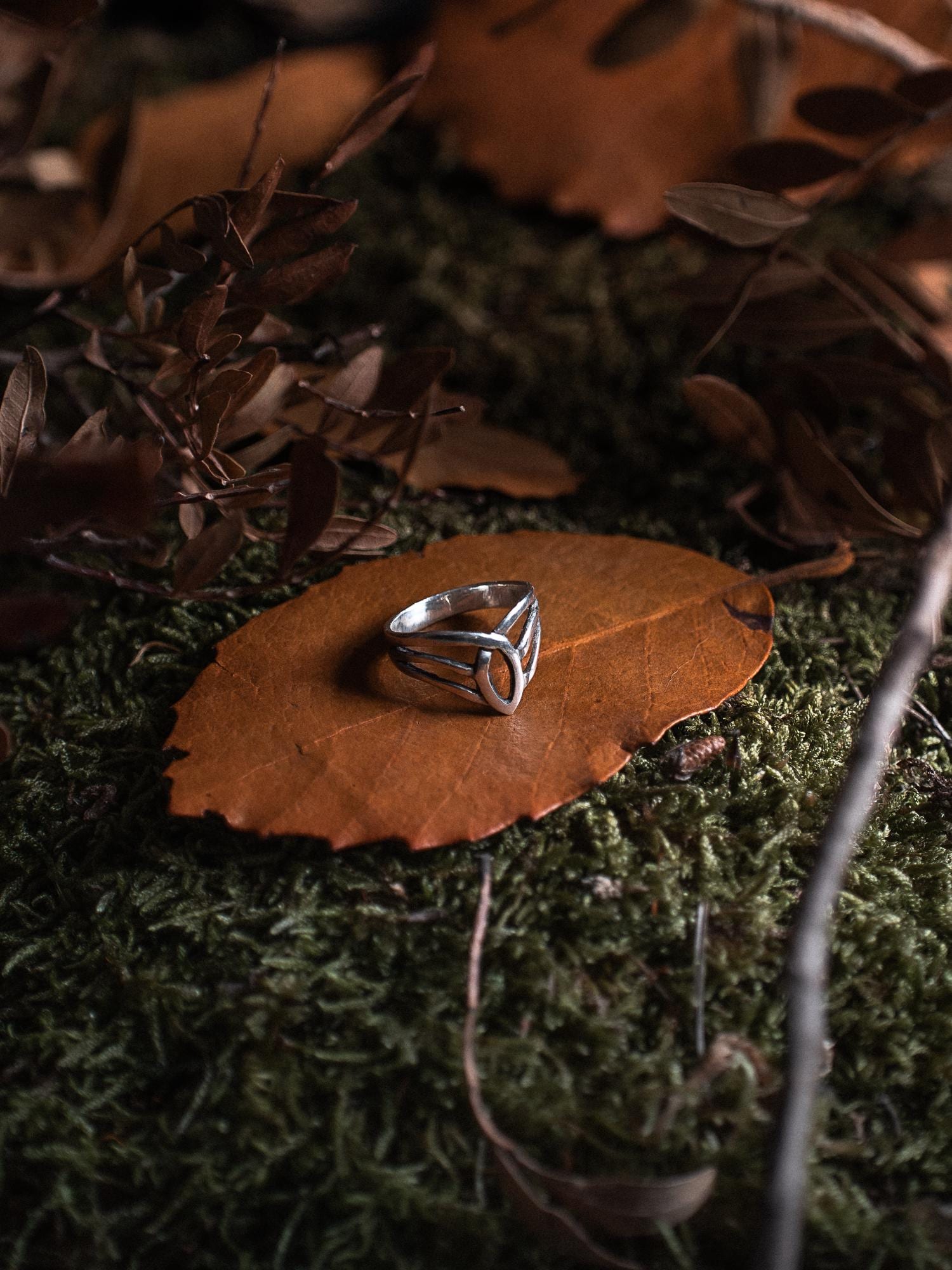 Silver Elven Ring inspired by the Lord of the Rings' Art Nouveau elvish Style