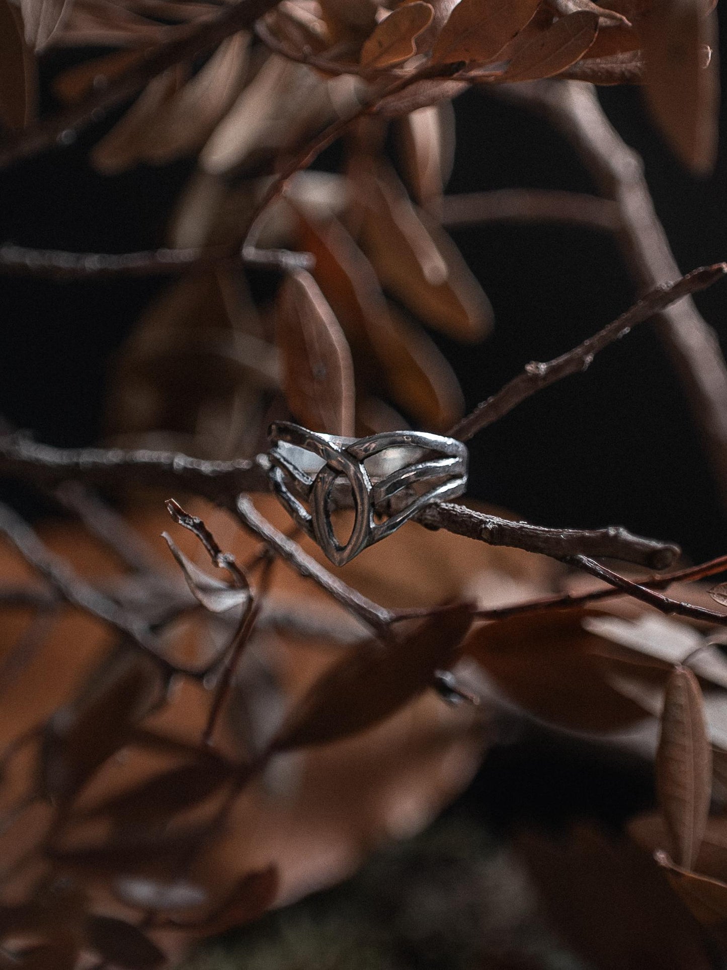 Silver Elven Ring inspired by the Lord of the Rings' Art Nouveau elvish Style