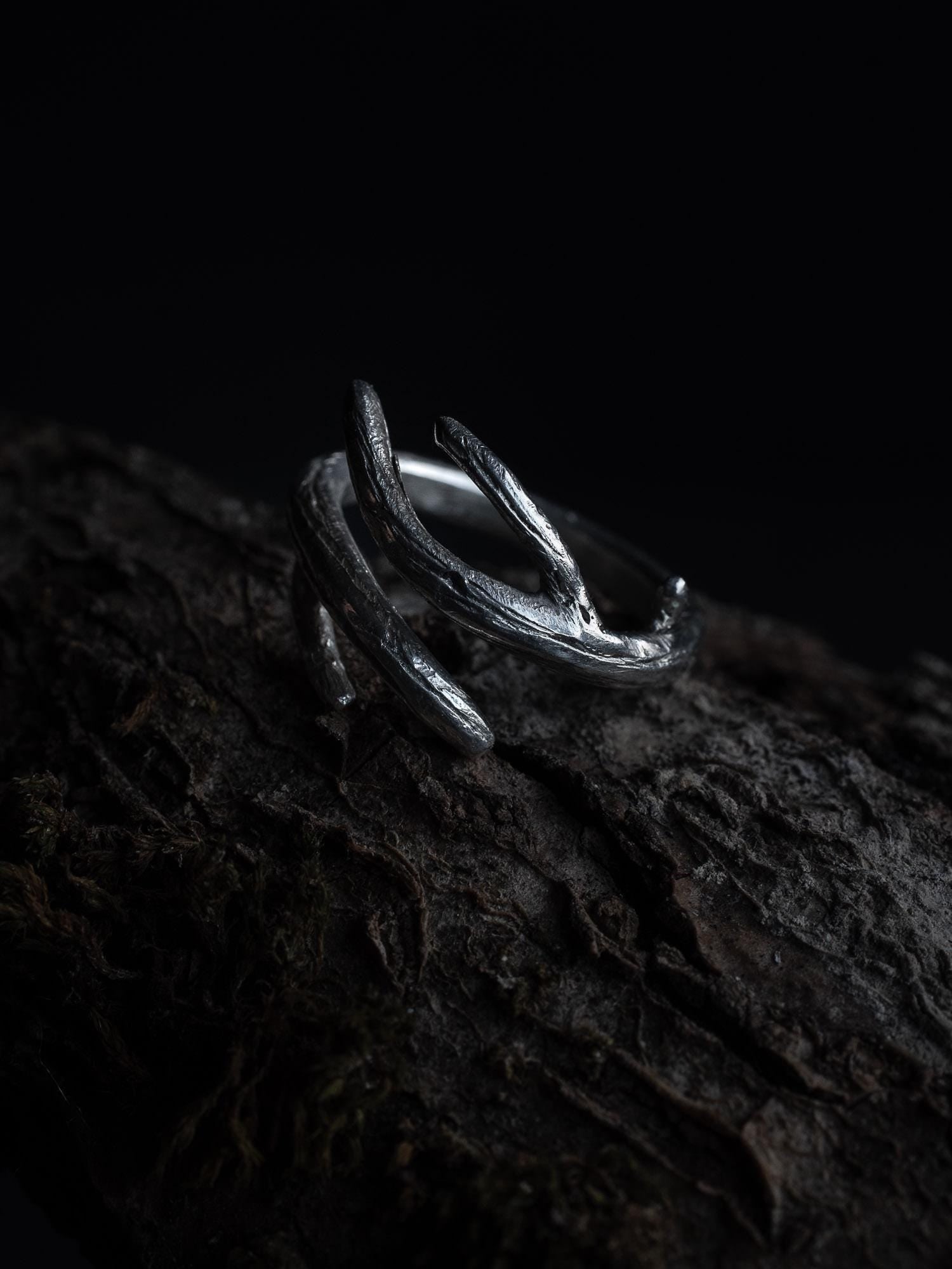 Silver Antler Ring of the Woodland King