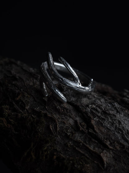 Silver Antler Ring of the Woodland King
