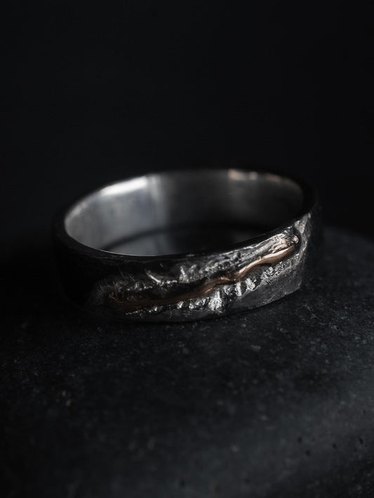 Silver & Gold Lode Ring "The Veined Scar"